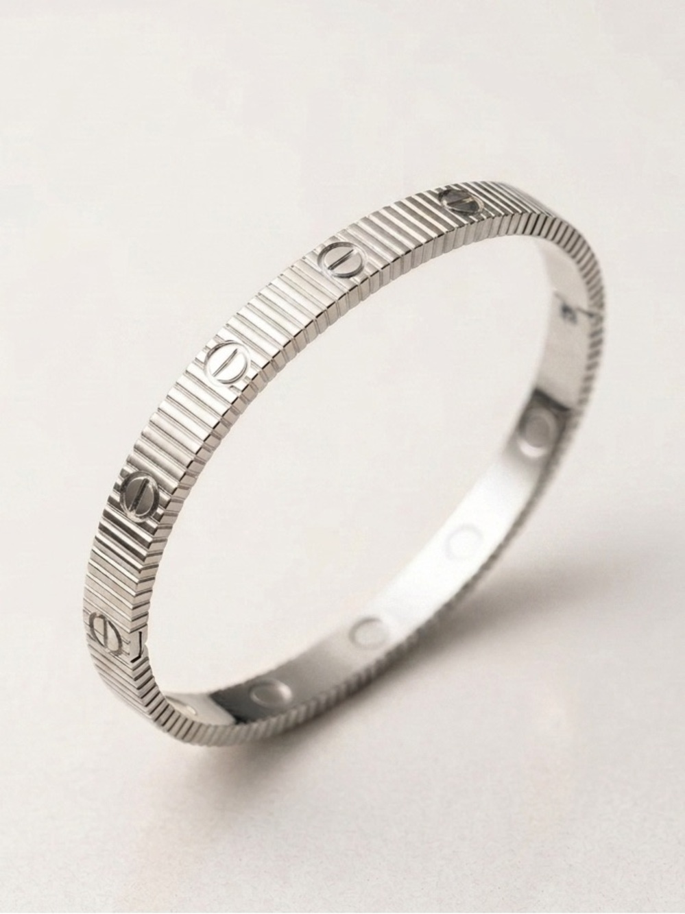 NEW Love Series Silver Tone Bangle Bracelet Design Stainless Steel Non-Tarnish